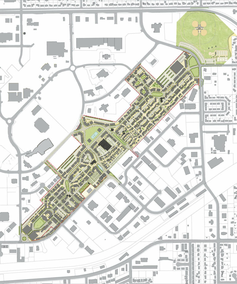 An engineering drawing of Vista Field's entire 103-acre redevelopment plan.